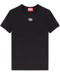 DIESEL - Tops ,Zwart ,Slim-Fit T-Shirt Met Metallic Oval D - Lyst