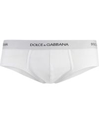 Dolce & Gabbana - Slip in cotone con fascia elastica logo - Lyst