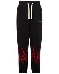 Vision Of Super - Schwarze hose mit gestickten flammen - Lyst