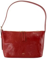 A.P.C. - Rote Leder-Schultertasche Mit Griff - Lyst