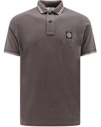 Stone Island - Klassisches graues polo shirt mit gestreiftem detail - Lyst