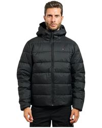 Tommy Hilfiger - Zwarte Ripstop Gewatteerde Jas Met Capuchon - Lyst