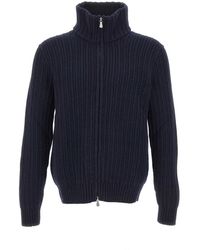 Gran Sasso - Truien & Vesten ,Blauw ,Wol Volledige Ritssluiting Cardigan - Lyst