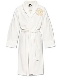 Versace - Nachtkleding ,Wit ,Katoen Badjas Met Logo - Lyst