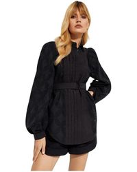Acler - Overhemden ,Zwart ,Katoen Klara Cut-Out Blouse Met Riem - Lyst