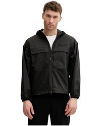 EA7 - Jassen ,Zwart ,Polyester Windbreaker - Lyst