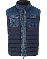 Moorer - Jassen ,Blauw ,Denim Denim-Insert Gewatteerd Vest - Lyst