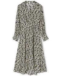 mötivi - Midi-Kleid Aus Viskose Mit Ring-Muster - Lyst