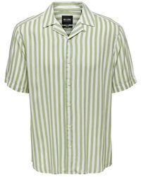 Only & Sons - Grünes kurzärmeliges viskosehemd - Lyst