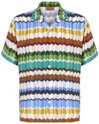 Missoni - Overhemden ,Veelkleurig ,Zigzag Viscose Bowling Shirt - Lyst