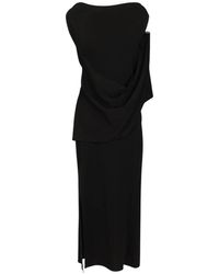 CFCL - Kleedjes ,Zwart ,Polyester Ac Milan Mouwloze Jurk Met Plooi - Lyst