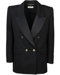 Saint Laurent Four Button Double Breasted Jacket - Zwart