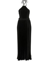 L'idée - Schwarzes plissé-halterneck-kleid mit v-rücken l'idée - Lyst