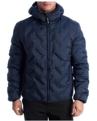 U.S. POLO ASSN. - Jassen ,Blauw ,Polyester Gewatteerde Jas Met Capuchon - Lyst