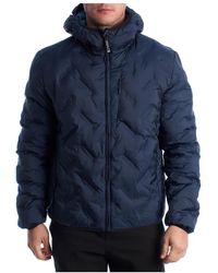 U.S. POLO ASSN. - Jassen ,Blauw ,Polyester Gewatteerde Jas Met Capuchon - Lyst