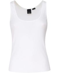 Pinko - Camiseta sin mangas blanca de punto acanalado - Lyst
