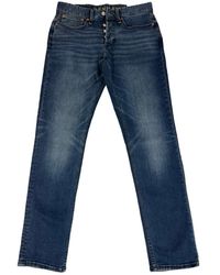 Denham - Slim fit dunkelblaue jeans mit knopfleiste - Lyst