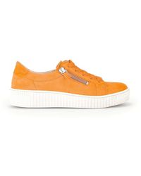 Gabor - Samt leder orange sneakers - Lyst