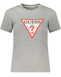 Guess - Grijze Katoenen Slim Fit T-Shirt - Lyst