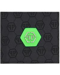 Philipp Plein - Accessoires ,Zwart ,Leer French Wallet Jacquard Monogram - Lyst