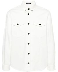 Versace - Camicia bianca in cotone con testa di medusa - Lyst