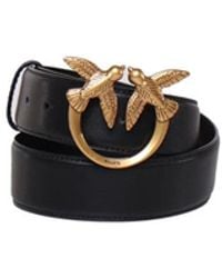 Pinko - Accessoires ,Zwart ,Leer Zwart Leren Love Birds Riem - Lyst
