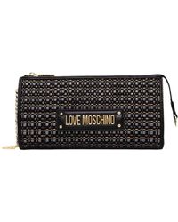 Love Moschino - Schwarze Raffia Clutch Mit Metall-Logo - Lyst