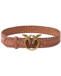 Pinko - Accessoires ,Bruin ,Leer Love Berry Weaving Riem Antique - Lyst