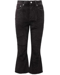 Ganni - Cropped Corduroy Velvet Broek - Lyst