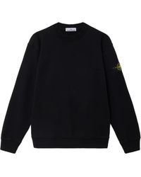 Stone Island - Hoodies & Sweatvesten ,Zwart ,Katoen Katoenen Sweatshirt Met Logo-Patch Aan De Zijkant - Lyst