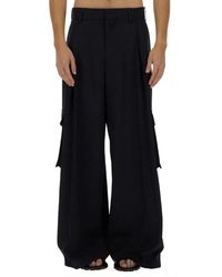 Dries Van Noten - Broeken ,Blauw ,Wide Leg Cargo Pants - Lyst