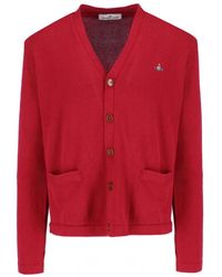 Vivienne Westwood - Roter pullover v-ausschnitt logo-stickerei - Lyst