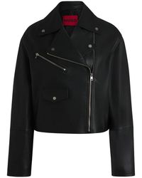 HUGO - Jassen ,Zwart ,Leer Laridas Biker Jacket - Lyst