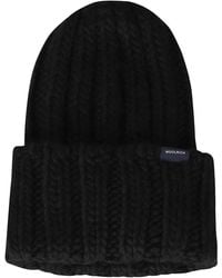 Woolrich - Accessoires ,Zwart ,Wol Chunky Beanie - Lyst