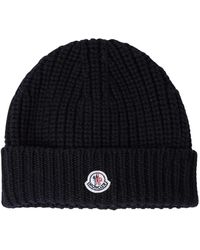 Moncler - Cappello beanie in lana con patch logo - Lyst