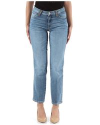 Guess - Mid rise straight jeans mit perlenlogo - Lyst