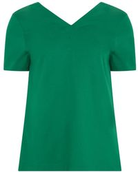 Herno - Overhemden ,Groen ,Katoen Chique Katoenen Jersey T-Shirt Met V-Hals - Lyst
