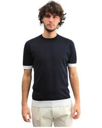 Paolo Pecora - Blau crew neck seide baumwolle t-shirt - Lyst