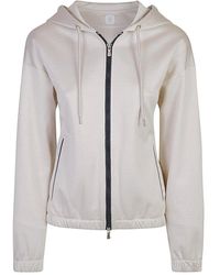Eleventy - Kapuzen-Sweatshirt Mit Durchgehendem Reißverschluss Und Lurex - Lyst