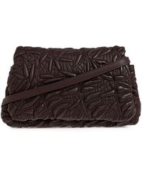 Munthe - Tassen ,Bruin ,Leer Foluke Geborduurde Bloem Clutch Tas - Lyst