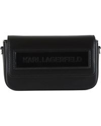 Karl Lagerfeld - Leder- und kunstleder-schultertasche ikon sm flap - Lyst