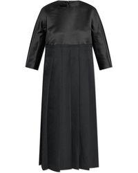 Comme des Garçons - Kleedjes ,Zwart ,Polyester Jurk Met Geplooide Rok - Lyst