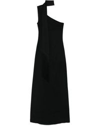 ‎Taller Marmo - Schwarzes One-Shoulder-Kleid Mit Schal-Detail - Lyst