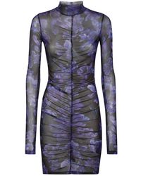 Philipp Plein - Kleedjes ,Veelkleurig ,Polyester Long-Sleeve Mini Dress Flowers - Lyst