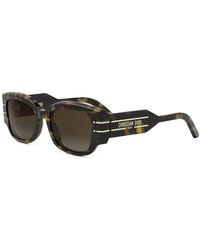 Dior - Moderne Rechteckige Sonnenbrille Mit Havana Rahmen - Lyst