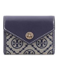 Tory Burch - Accessoires ,Blauw ,Katoen Stijlvolle Portemonnee & Kaarthouder Set - Lyst