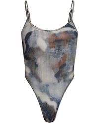 DIESEL - Badmode ,Grijs ,Polyester Ella-Utlt Badpak Uit Één Stuk - Lyst