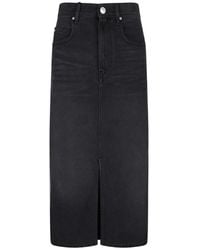 Isabel Marant - Schwarzer Denim Midi-Rock Mit Schlitz - Lyst