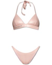 Balmain - Triangel-Bikini Mit Logo-Stickerei - Lyst