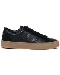 Moncler - Leder-sneaker mit schnürung schwarz biscuit - Lyst